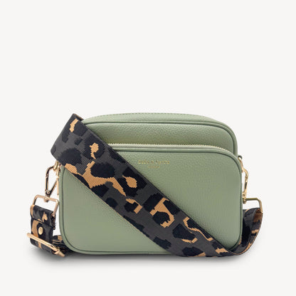 Correa con estampado de leopardo gris y dorado