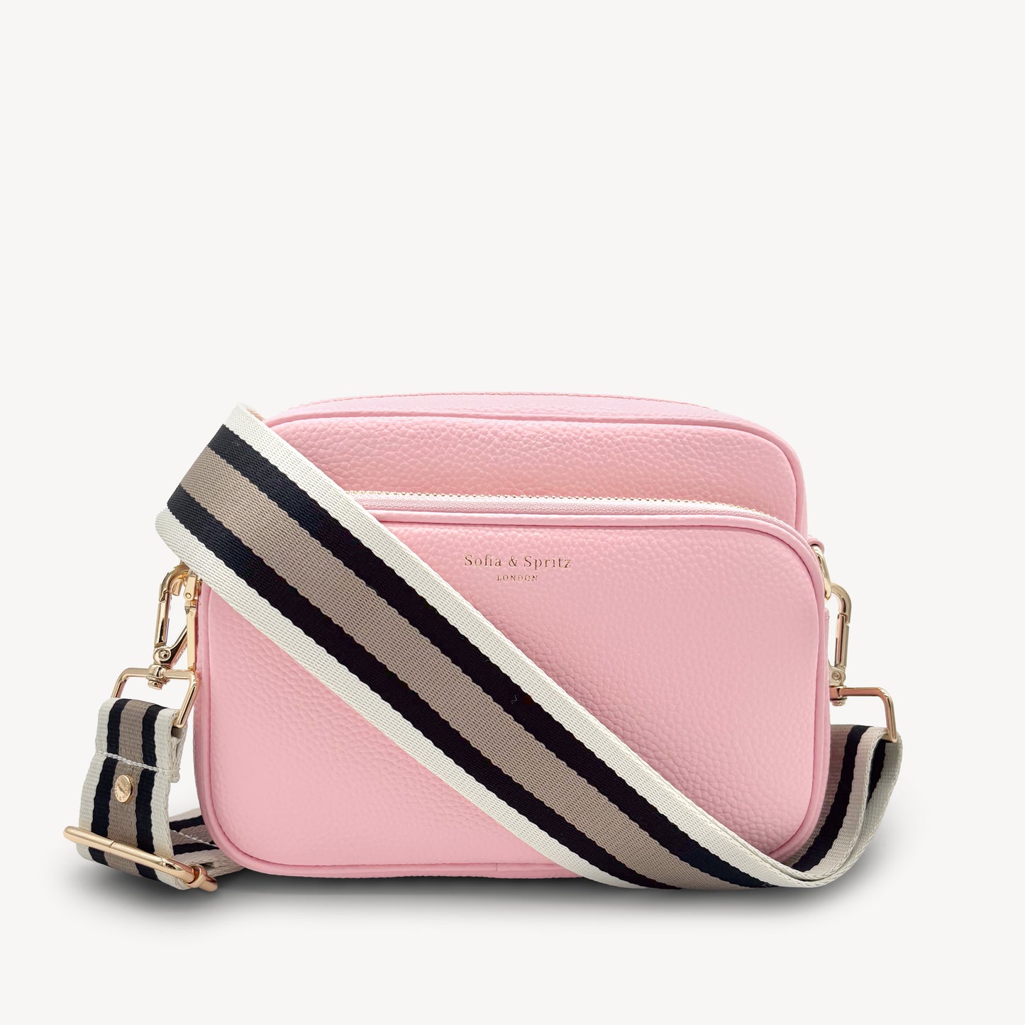 Correa a rayas en negro, piedra y beige - Elegante, versátil y duradera