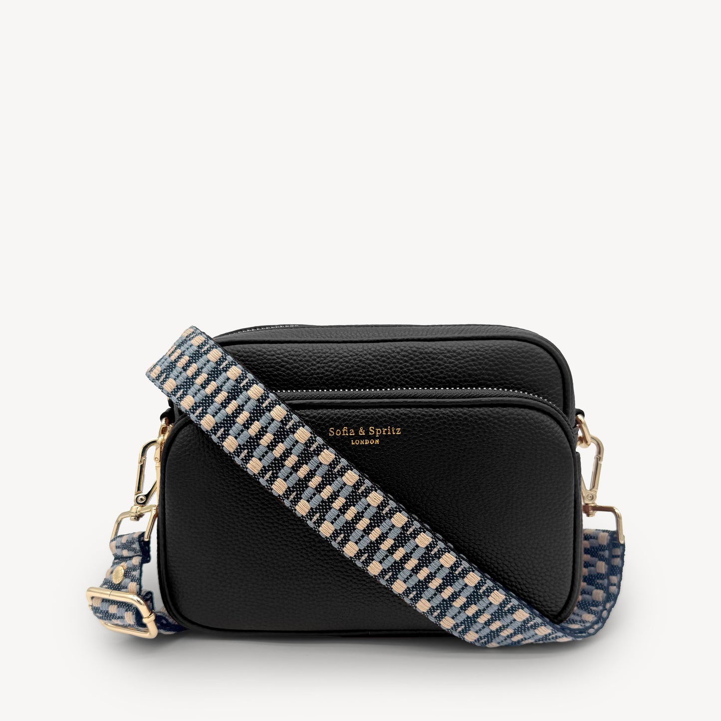 Correa Zigzag Azul y Piedra - Diseño Geométrico Elegante