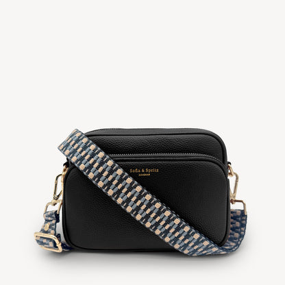 Correa Zigzag Azul y Piedra - Diseño Geométrico Elegante