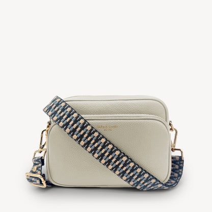 Correa Zigzag Azul y Piedra - Diseño Geométrico Elegante