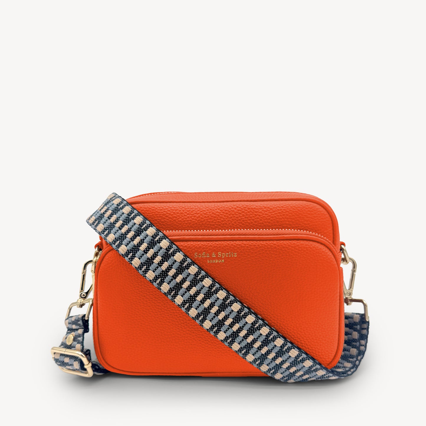 Correa Zigzag Azul y Piedra - Diseño Geométrico Elegante