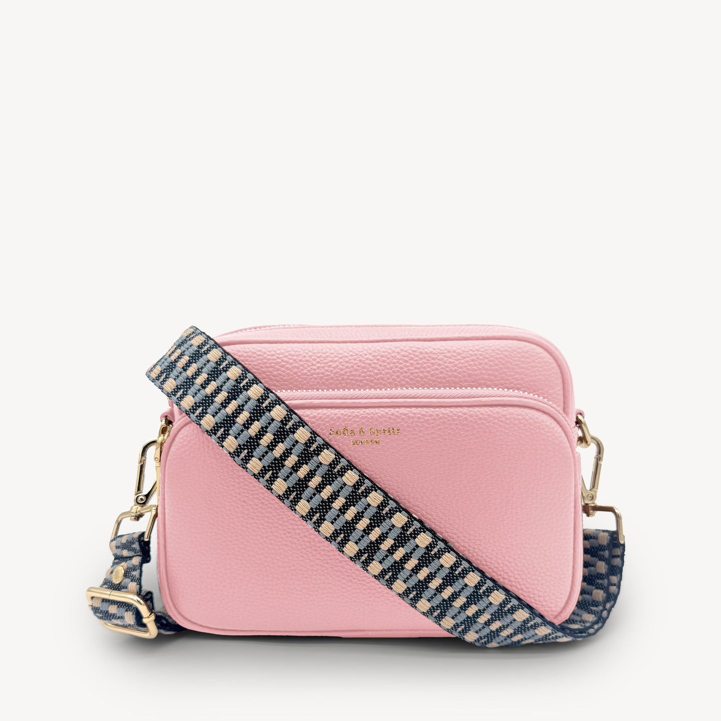 Correa Zigzag Azul y Piedra - Diseño Geométrico Elegante