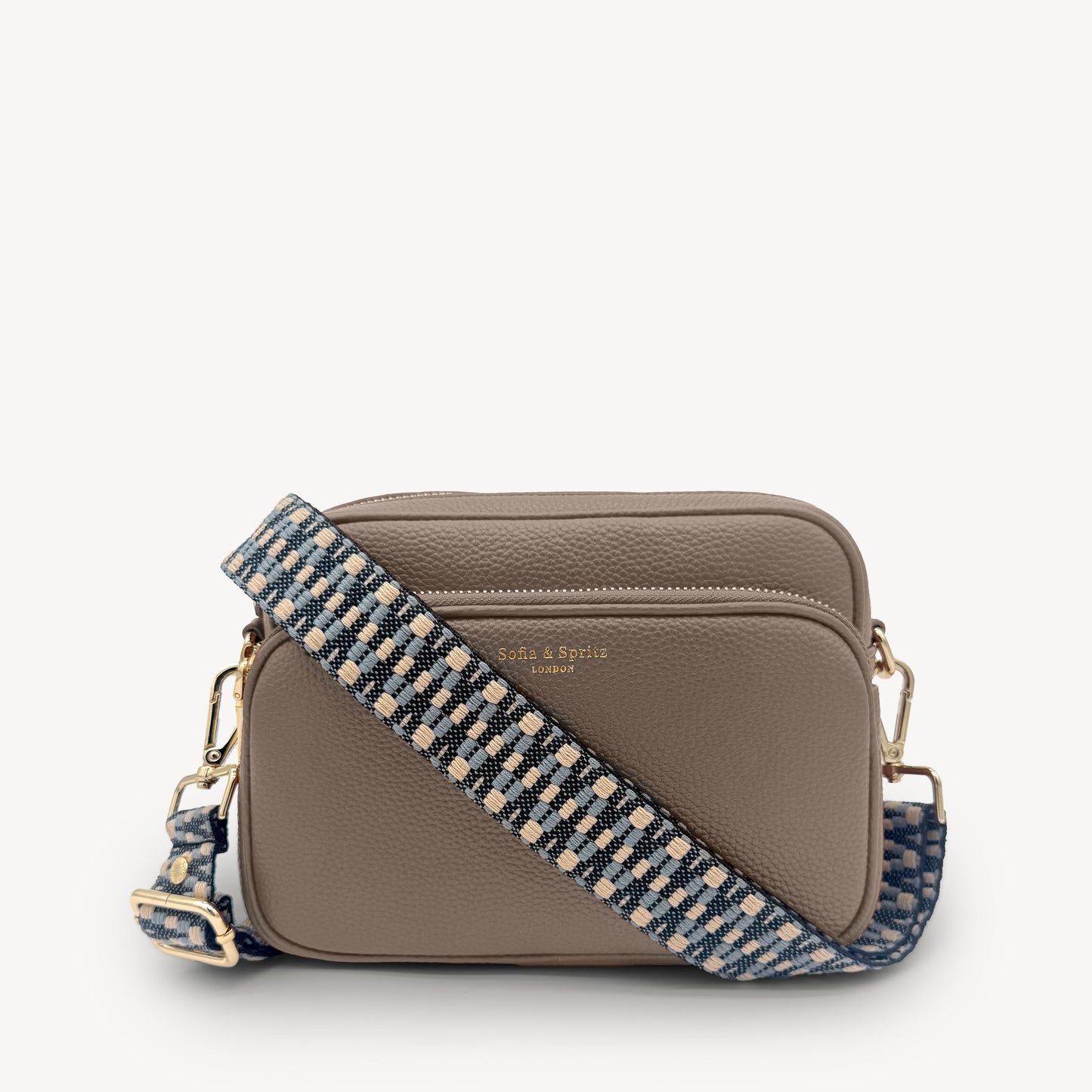 Correa Zigzag Azul y Piedra - Diseño Geométrico Elegante