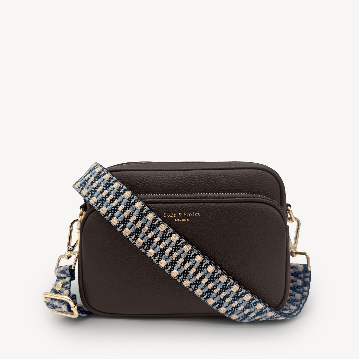 Correa Zigzag Azul y Piedra - Diseño Geométrico Elegante