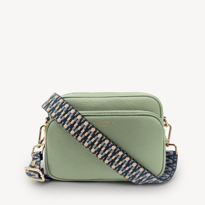 Correa Zigzag Azul y Piedra - Diseño Geométrico Elegante