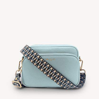Correa Zigzag Azul y Piedra - Diseño Geométrico Elegante