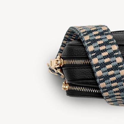 Correa Zigzag Azul y Piedra - Diseño Geométrico Elegante
