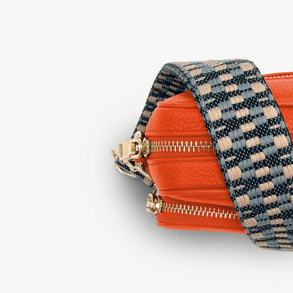 Correa Zigzag Azul y Piedra - Diseño Geométrico Elegante