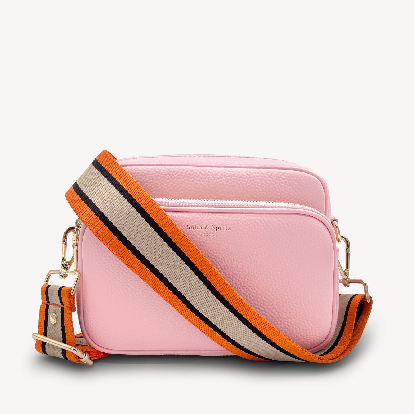 Correa a rayas naranja, beige y negro