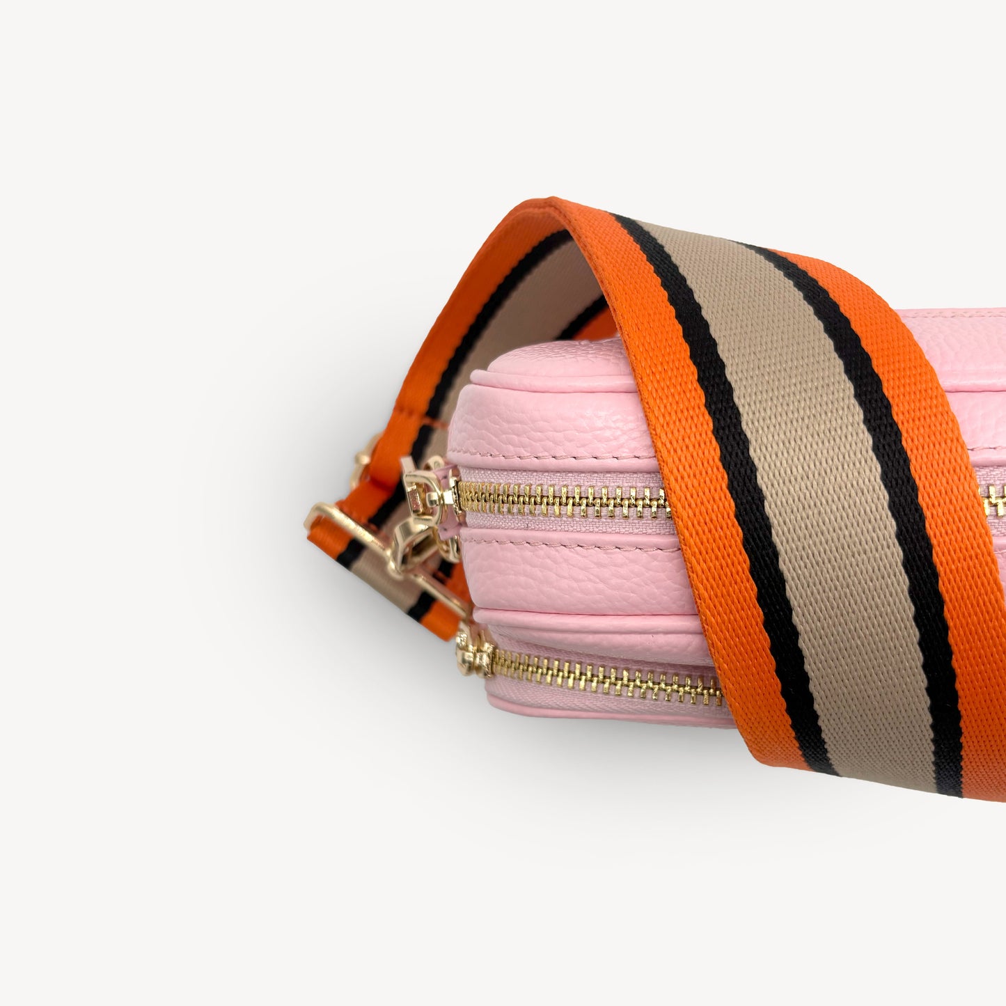 Correa a rayas naranja, beige y negro