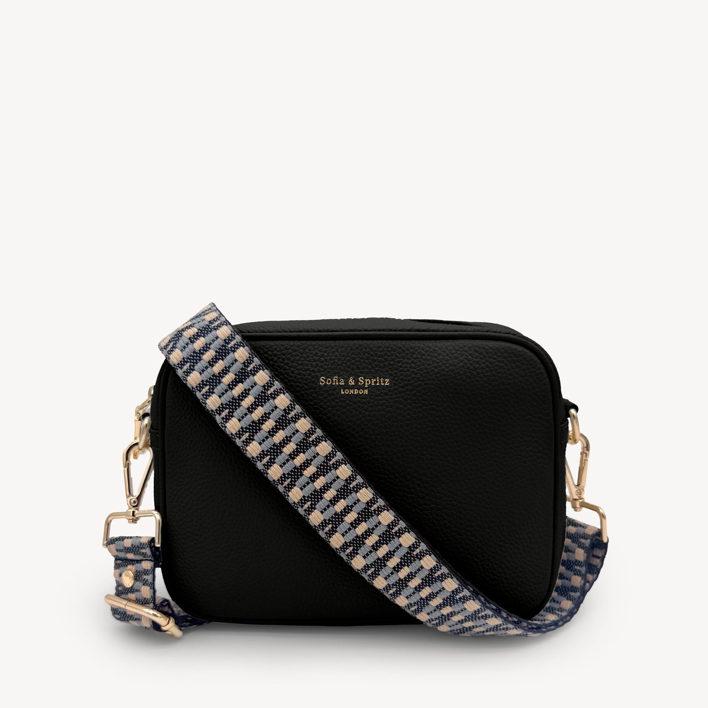 Correa Zigzag Azul y Piedra - Diseño Geométrico Elegante