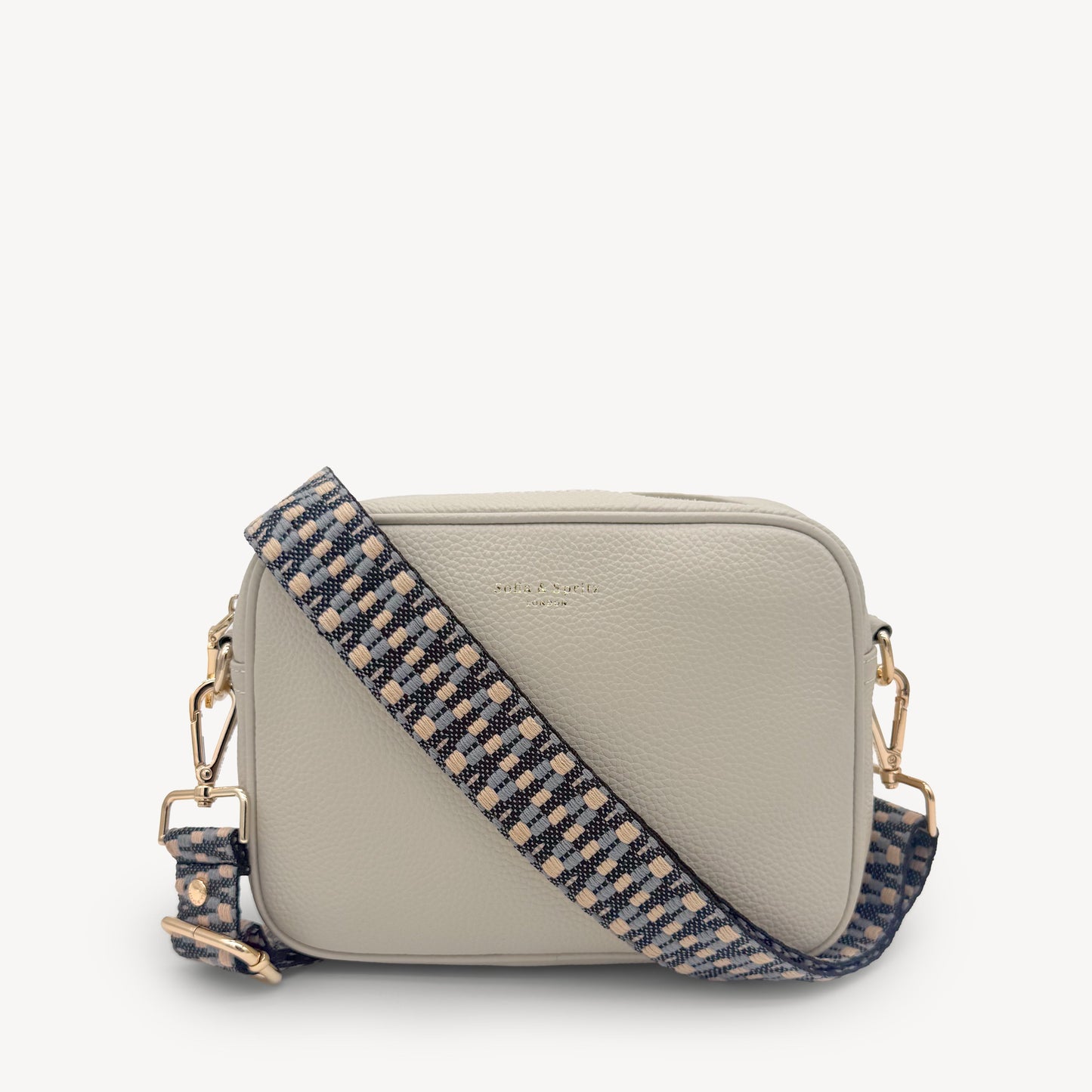 Correa Zigzag Azul y Piedra - Diseño Geométrico Elegante