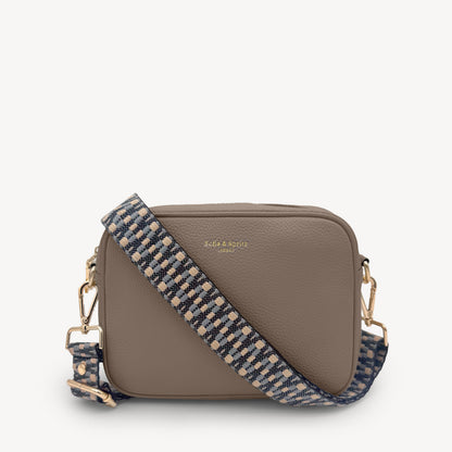 Correa Zigzag Azul y Piedra - Diseño Geométrico Elegante