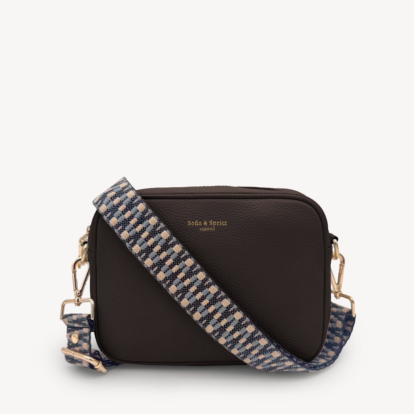 Correa Zigzag Azul y Piedra - Diseño Geométrico Elegante