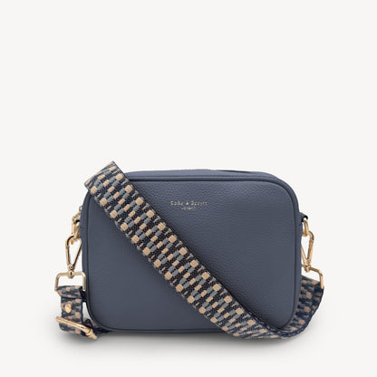 Correa Zigzag Azul y Piedra - Diseño Geométrico Elegante