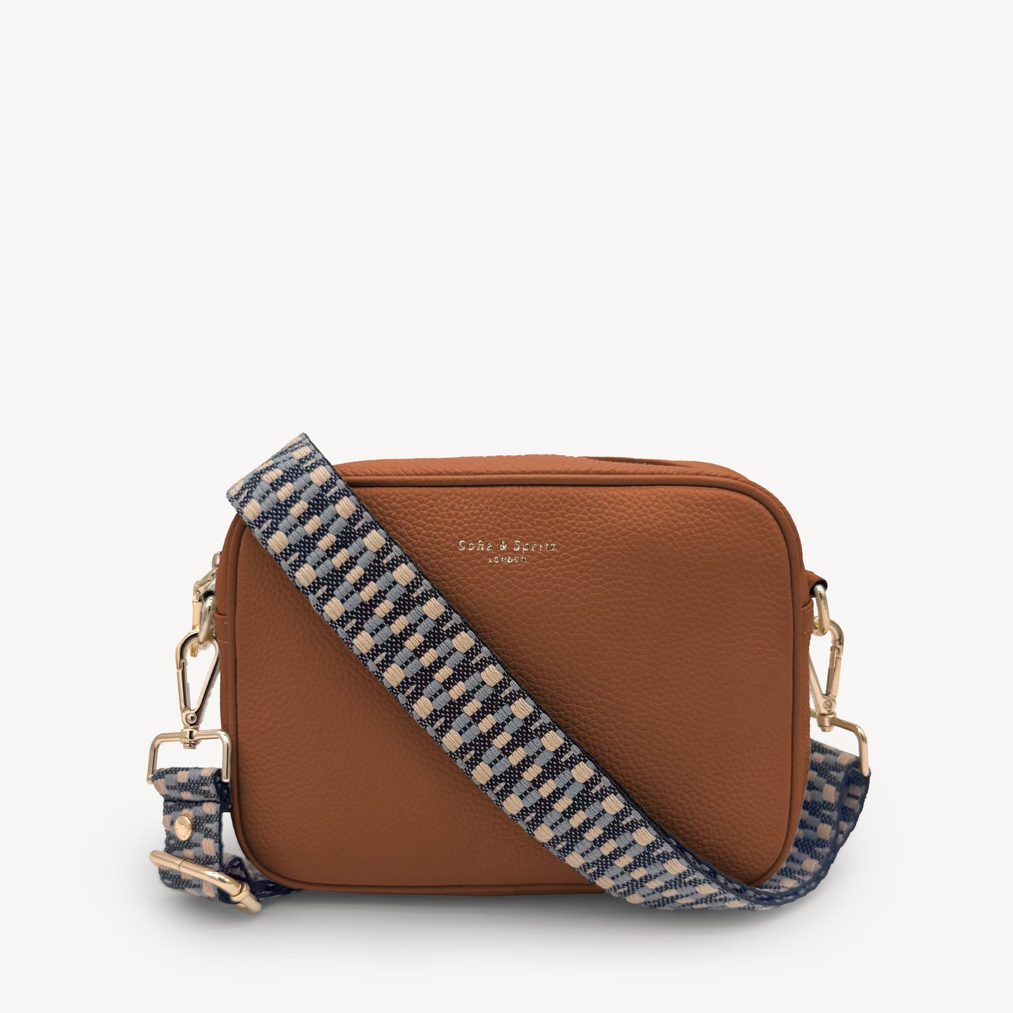 Correa Zigzag Azul y Piedra - Diseño Geométrico Elegante