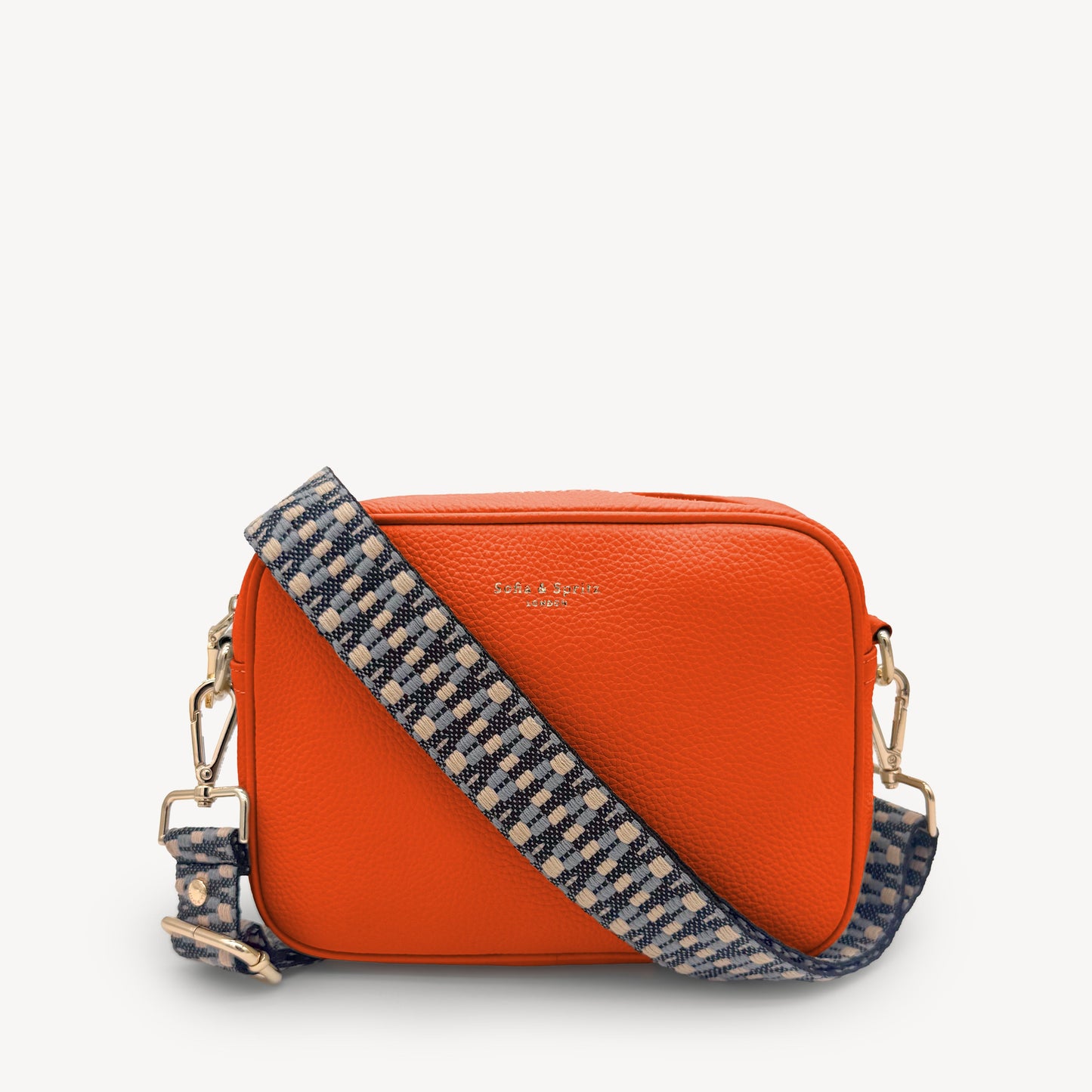 Correa Zigzag Azul y Piedra - Diseño Geométrico Elegante