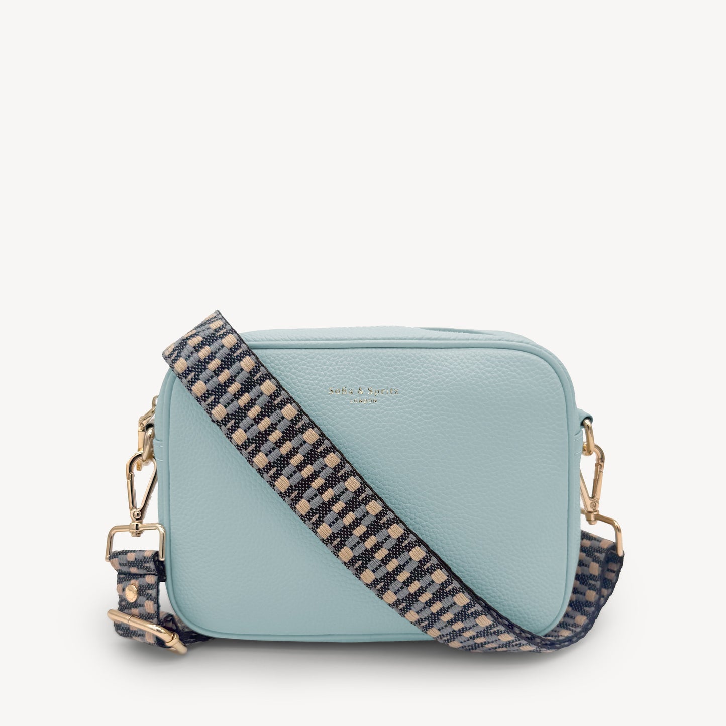 Correa Zigzag Azul y Piedra - Diseño Geométrico Elegante