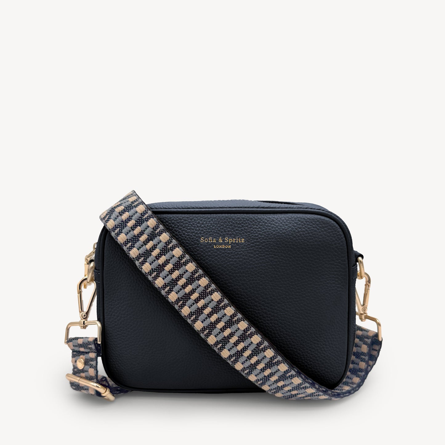Correa Zigzag Azul y Piedra - Diseño Geométrico Elegante