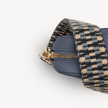 Correa Zigzag Azul y Piedra - Diseño Geométrico Elegante