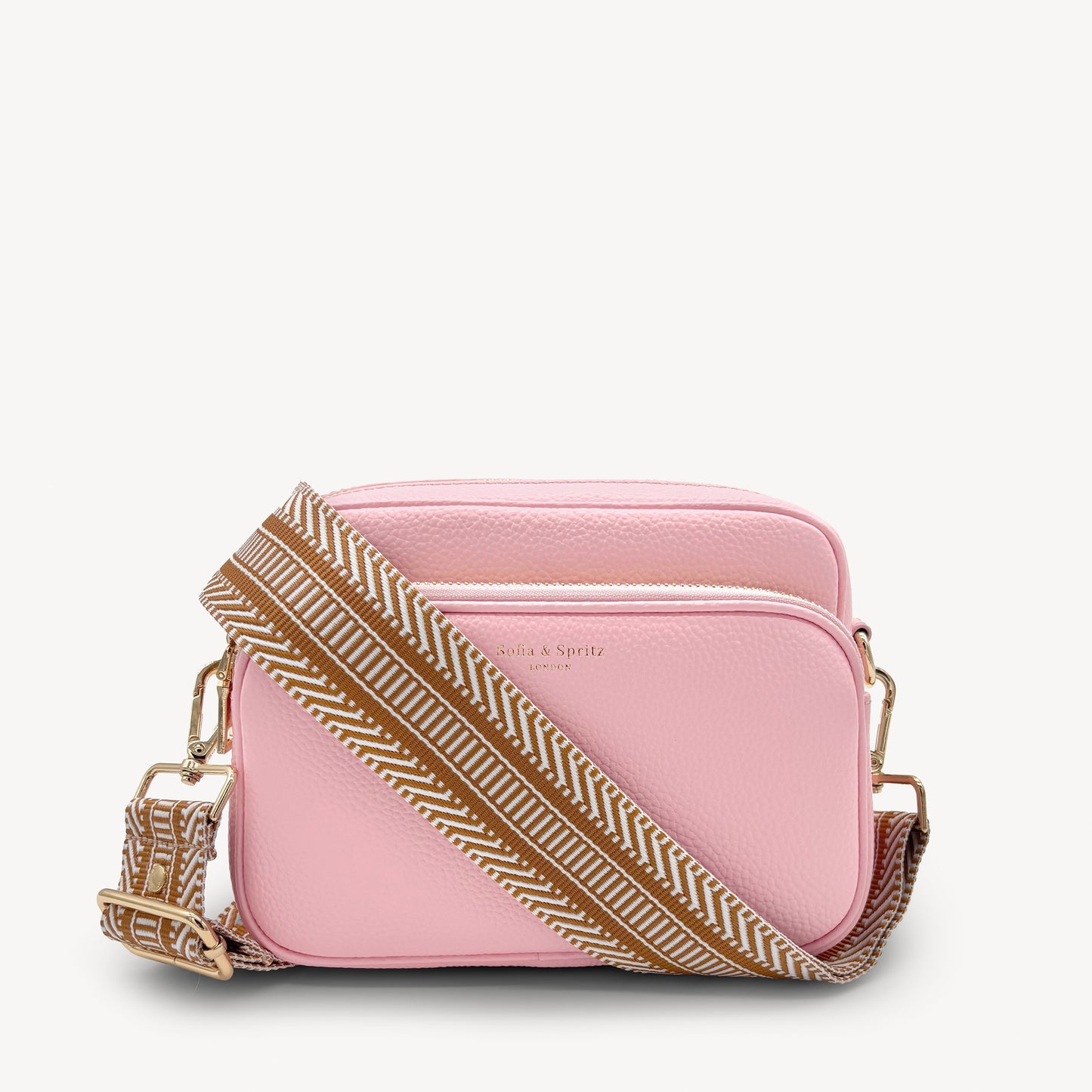 Correa azteca de rayas beige y blanco - accesorio boho chic