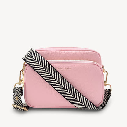 Correa elegante en negro y blanco con diseño chevron