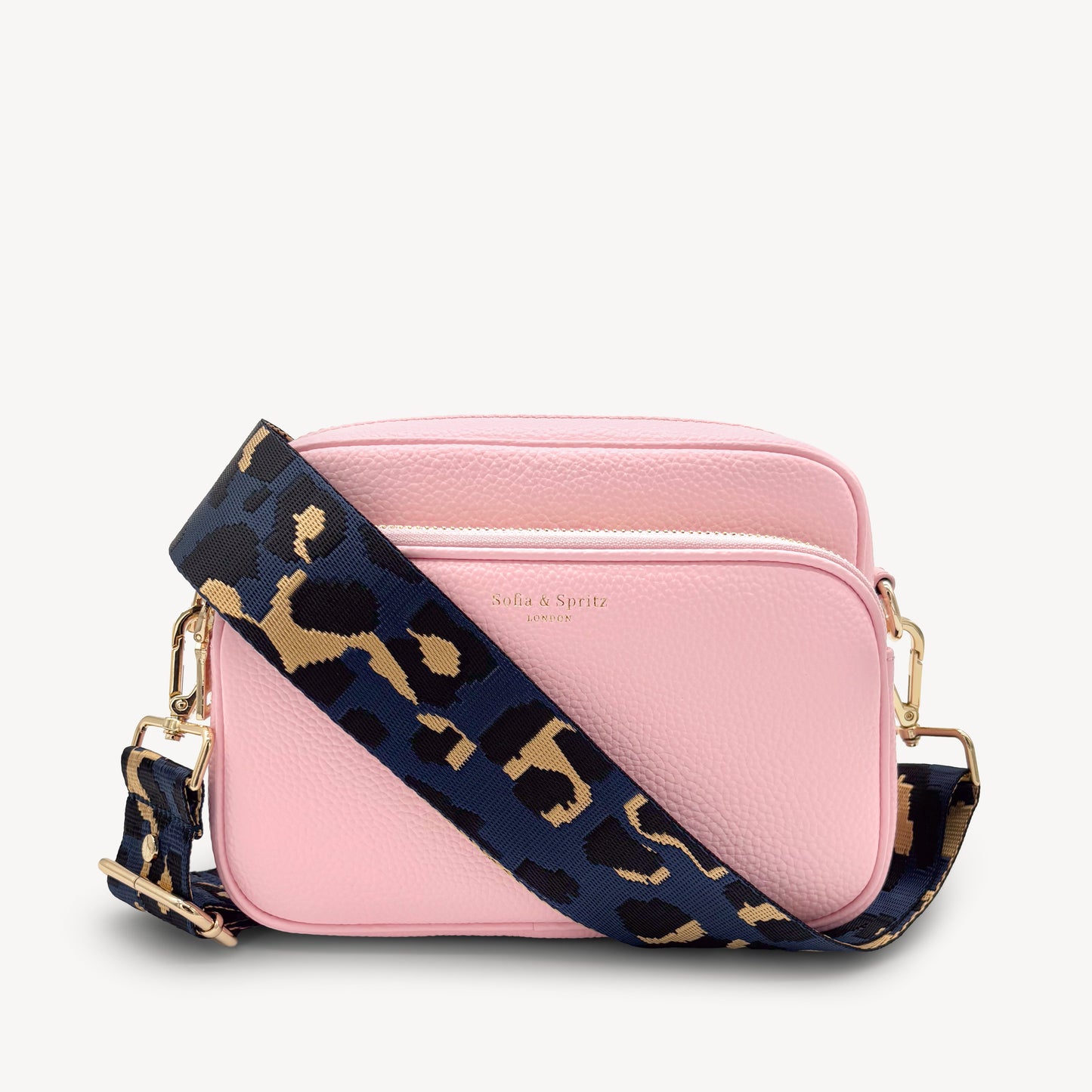 Correa de leopardo azul marino y dorado - Banda elegante con estampado de leopardo