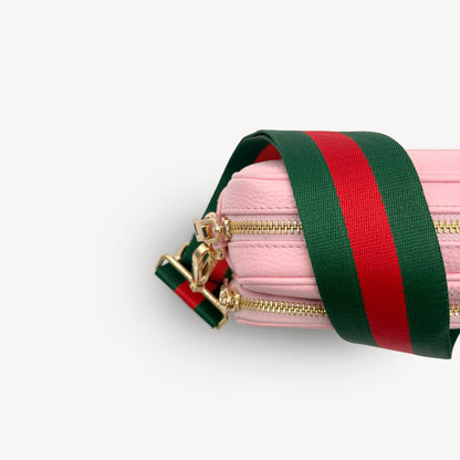 Correa de rayas verdes y rojas vibrante - Accesorio audaz y llamativo