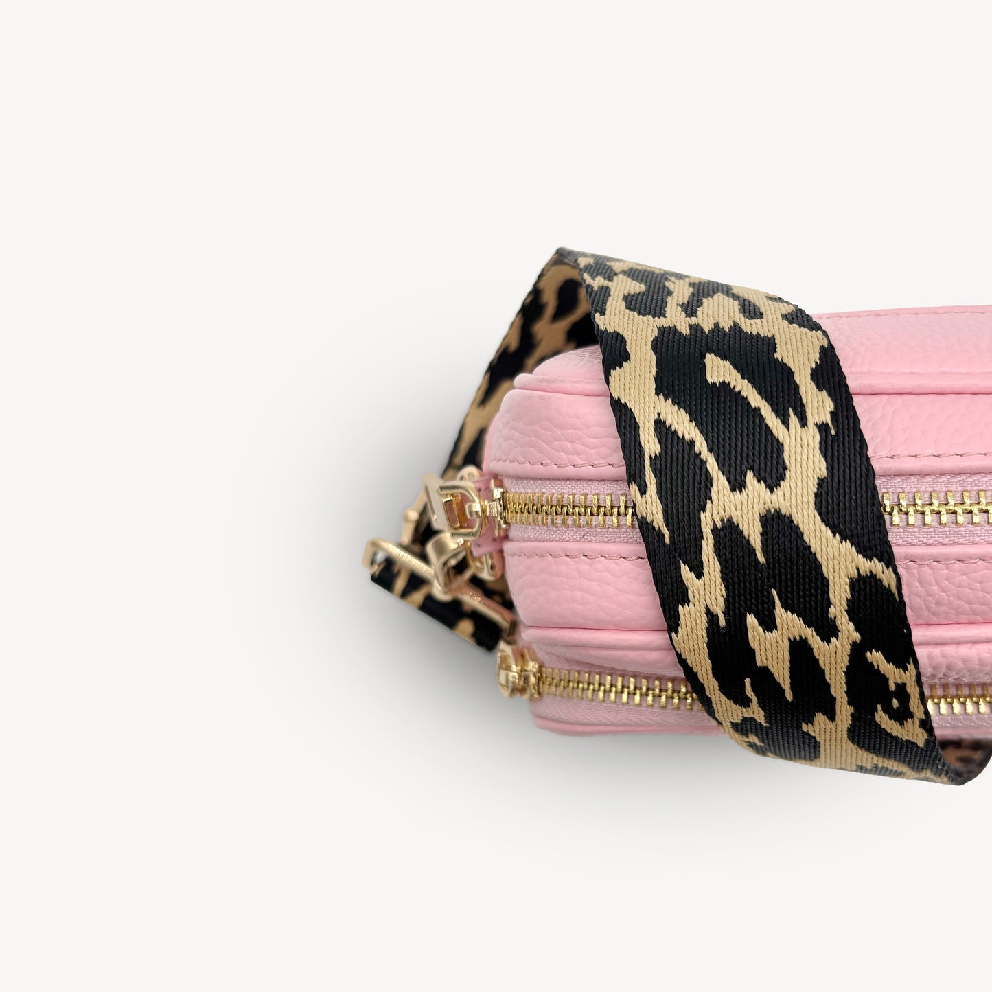 Correa negro y beige con estampado de leopardo - Accesorio elegante con estampado de leopardo