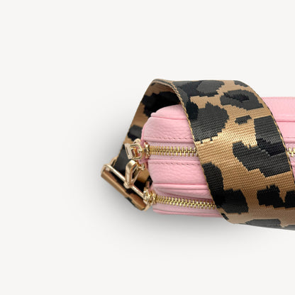Correa dorada y gris con estampado de leopardo - Accesorio de lujo