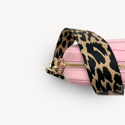 Correa negro y beige con estampado de leopardo - Accesorio elegante con estampado de leopardo