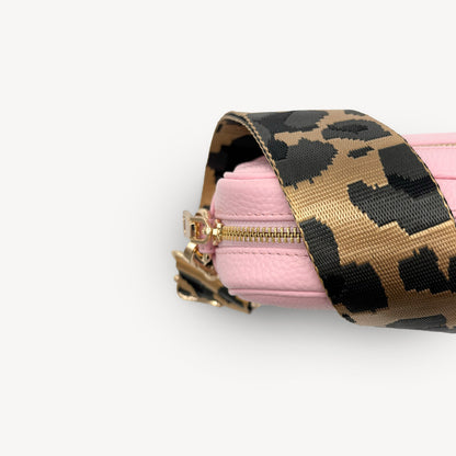 Correa dorada y gris con estampado de leopardo - Accesorio de lujo