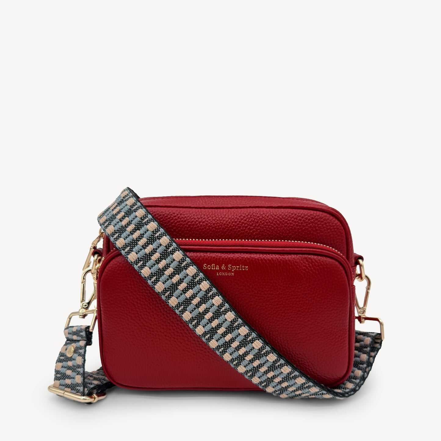 Correa Zigzag Azul y Piedra - Diseño Geométrico Elegante