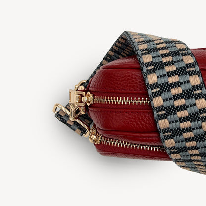 Correa Zigzag Azul y Piedra - Diseño Geométrico Elegante