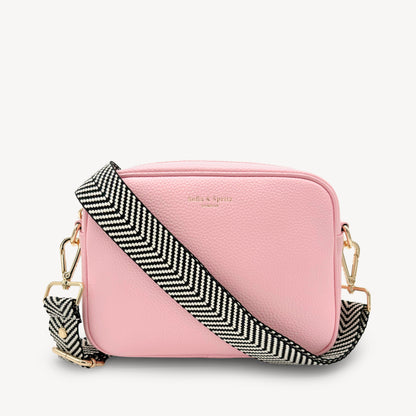 Correa elegante en negro y blanco con diseño chevron