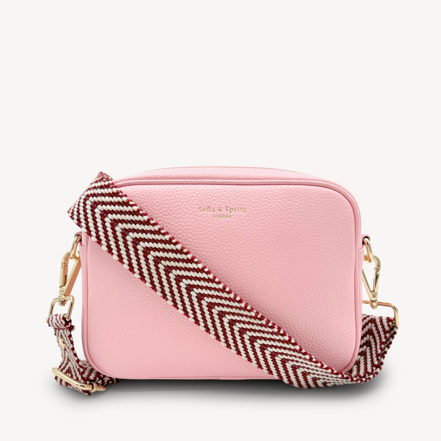 Correa de color burdeos y blanco con patrón en zigzag - Accesorio chic y moderno