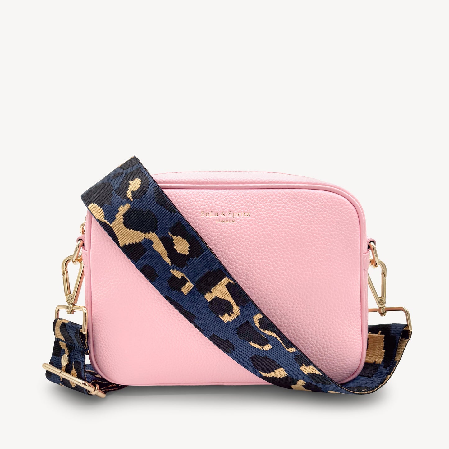 Correa de leopardo azul marino y dorado - Banda elegante con estampado de leopardo