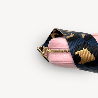 Correa de leopardo azul marino y dorado - Banda elegante con estampado de leopardo