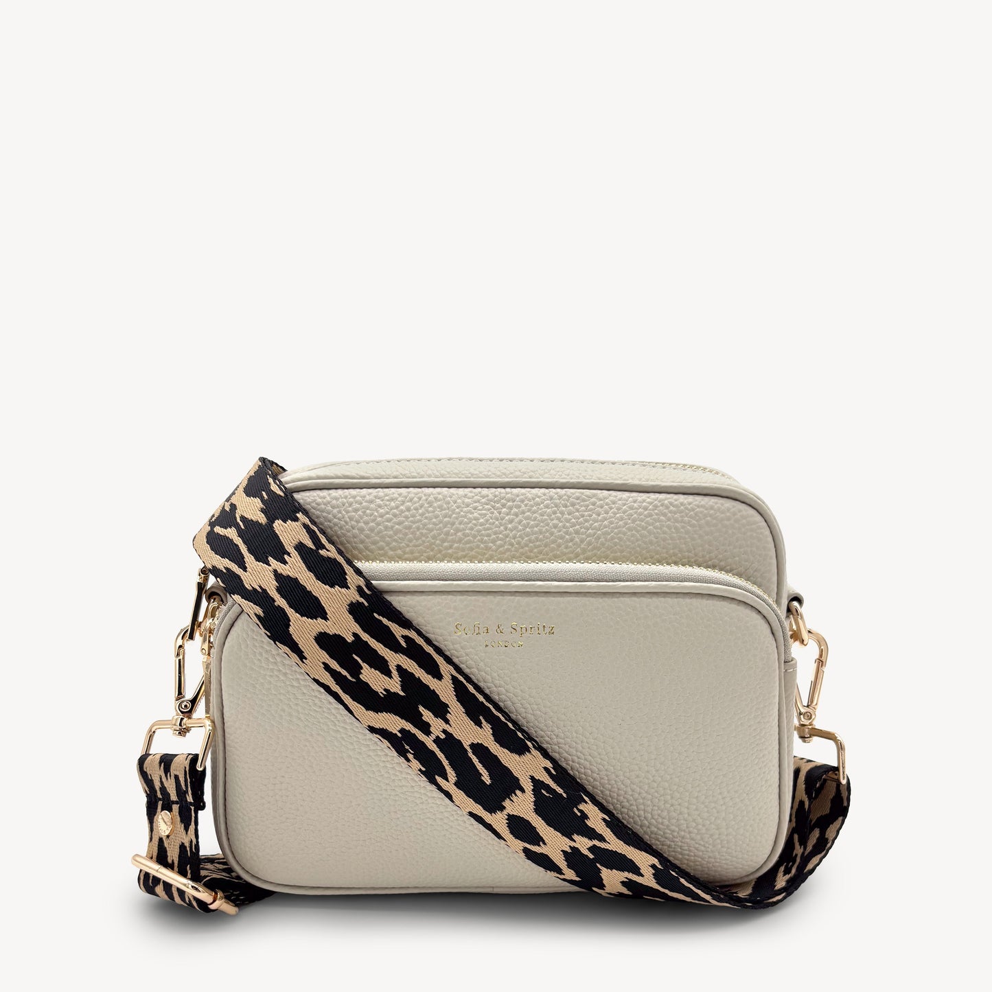 Correa negro y beige con estampado de leopardo - Accesorio elegante con estampado de leopardo