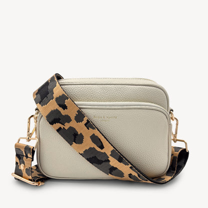 Correa dorada y gris con estampado de leopardo - Accesorio de lujo