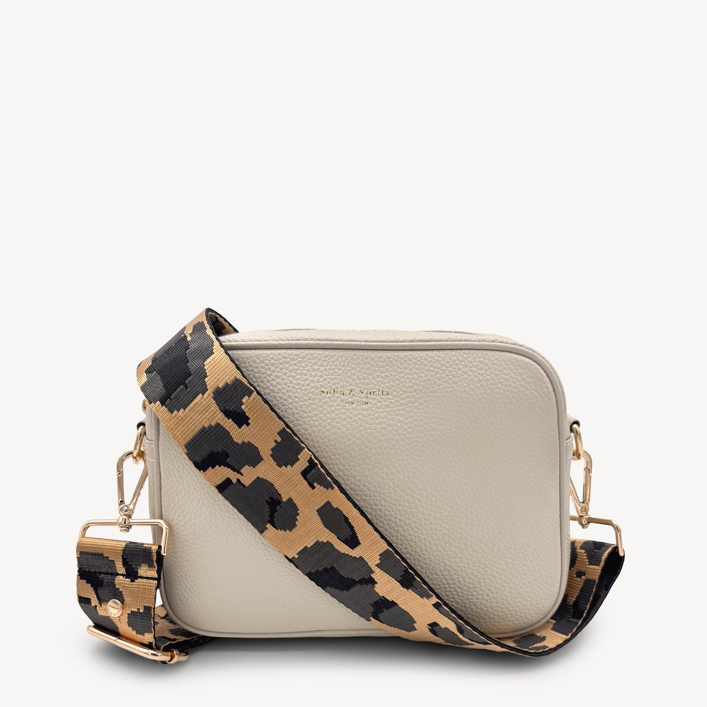Correa dorada y gris con estampado de leopardo - Accesorio de lujo