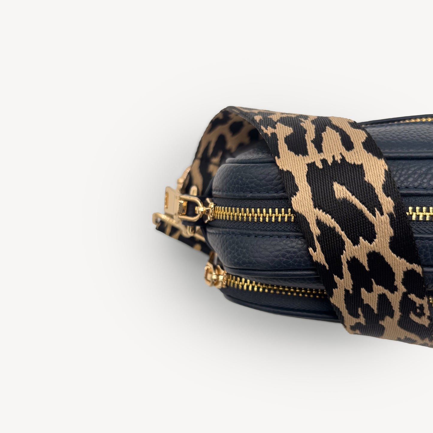 Correa negro y beige con estampado de leopardo - Accesorio elegante con estampado de leopardo