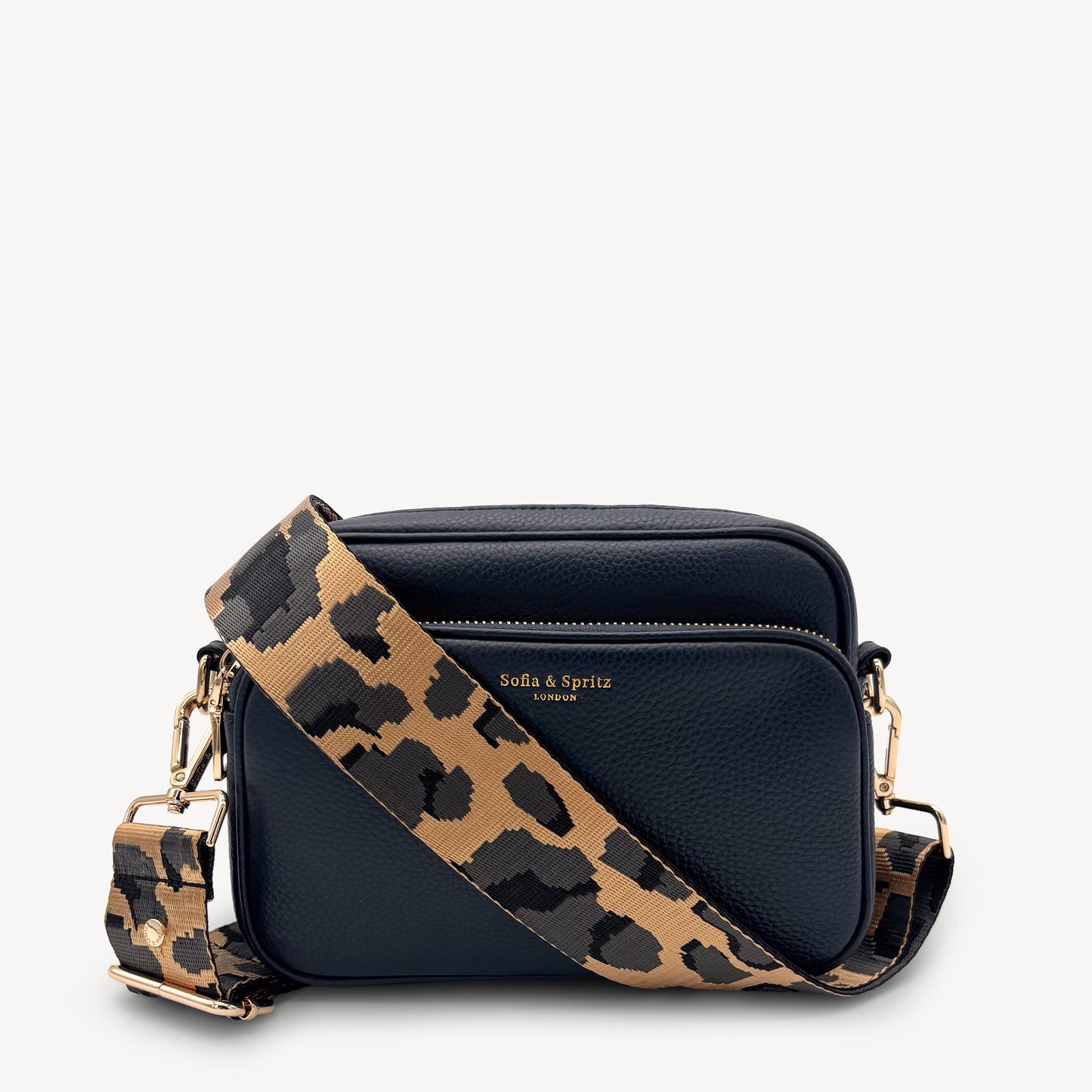Correa dorada y gris con estampado de leopardo - Accesorio de lujo