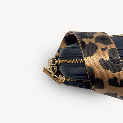Correa dorada y gris con estampado de leopardo - Accesorio de lujo