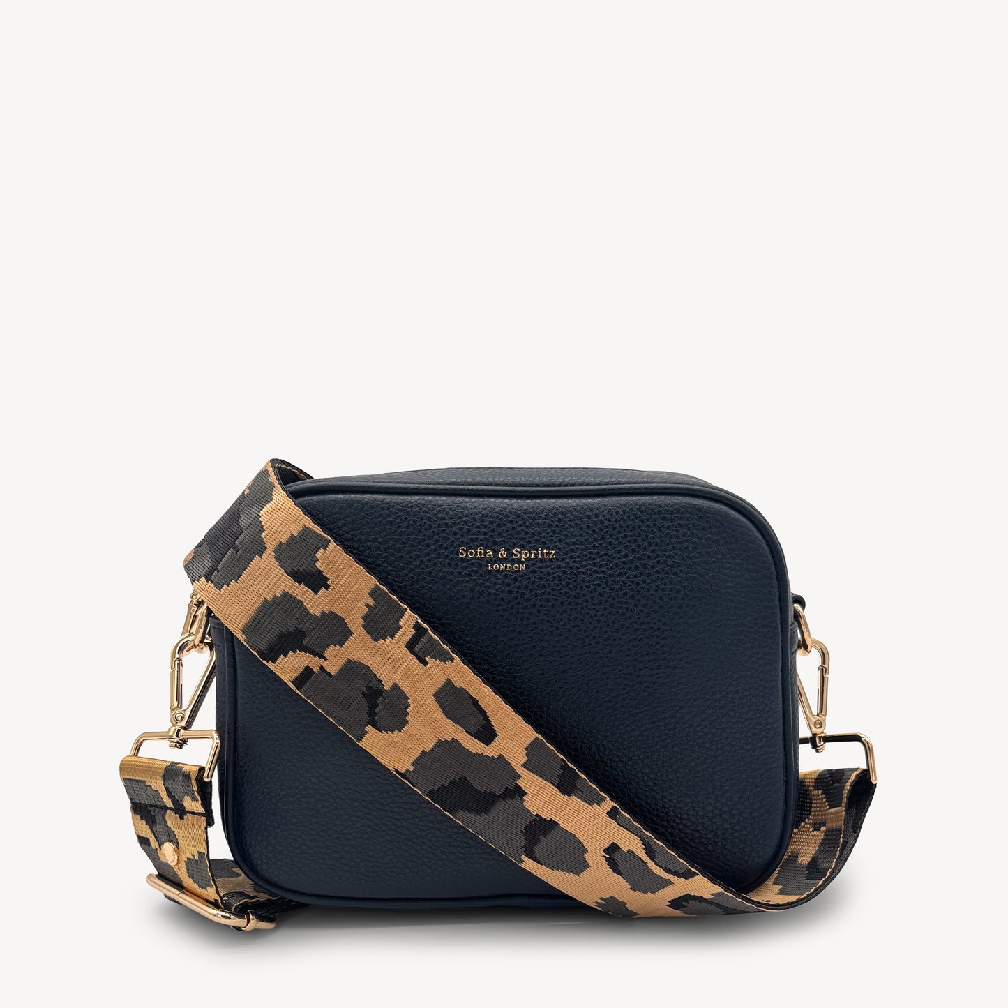 Correa dorada y gris con estampado de leopardo - Accesorio de lujo