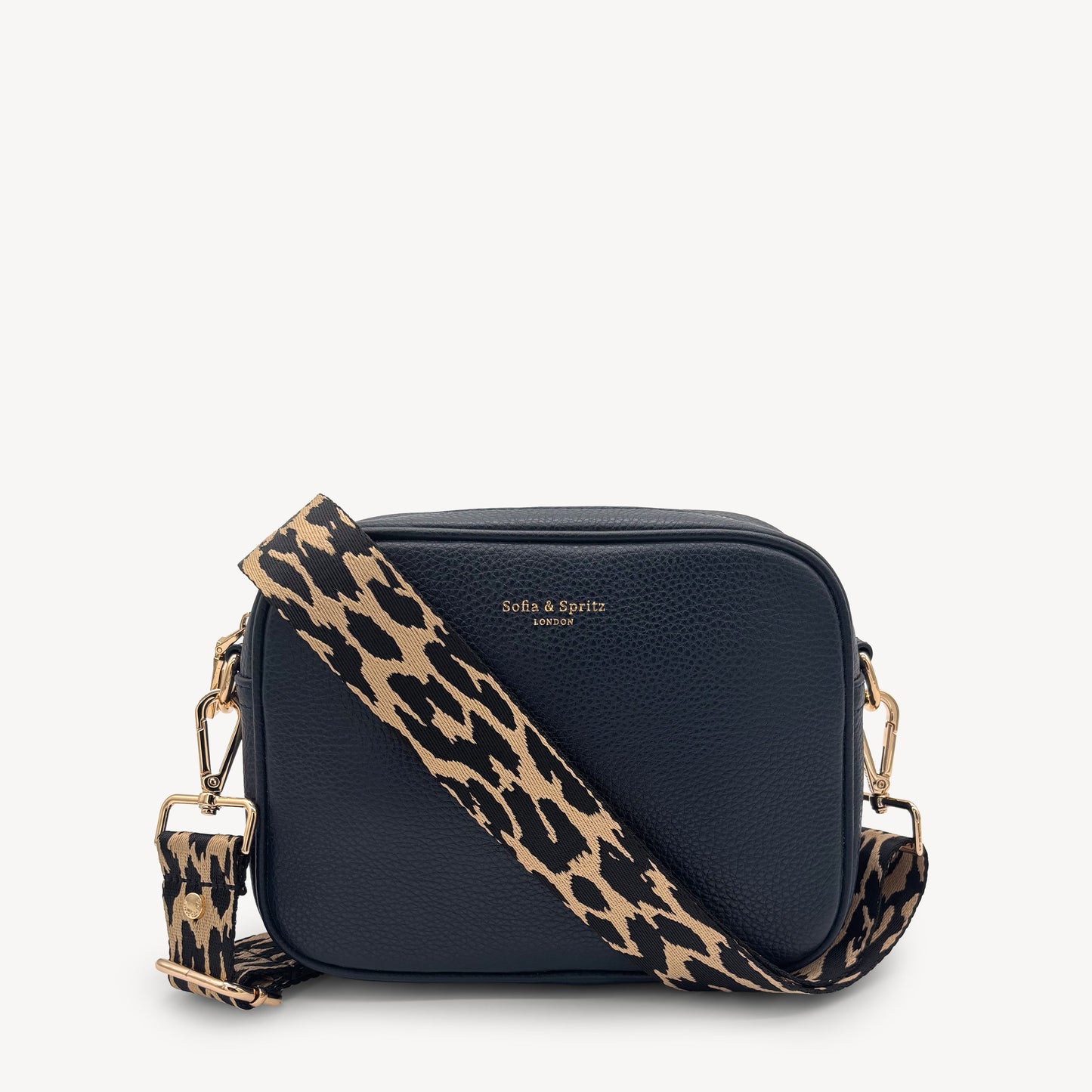 Correa negro y beige con estampado de leopardo - Accesorio elegante con estampado de leopardo