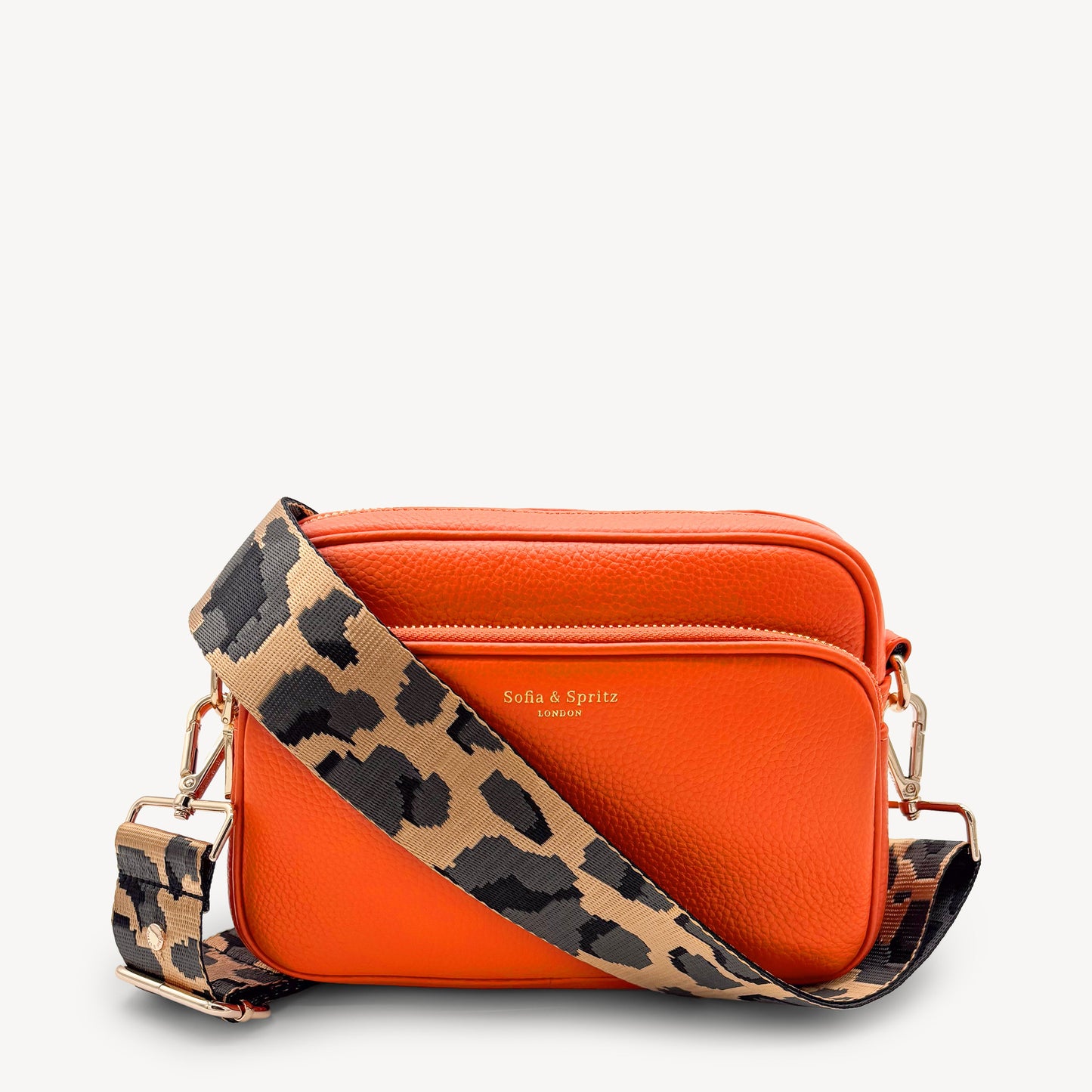 Correa dorada y gris con estampado de leopardo - Accesorio de lujo