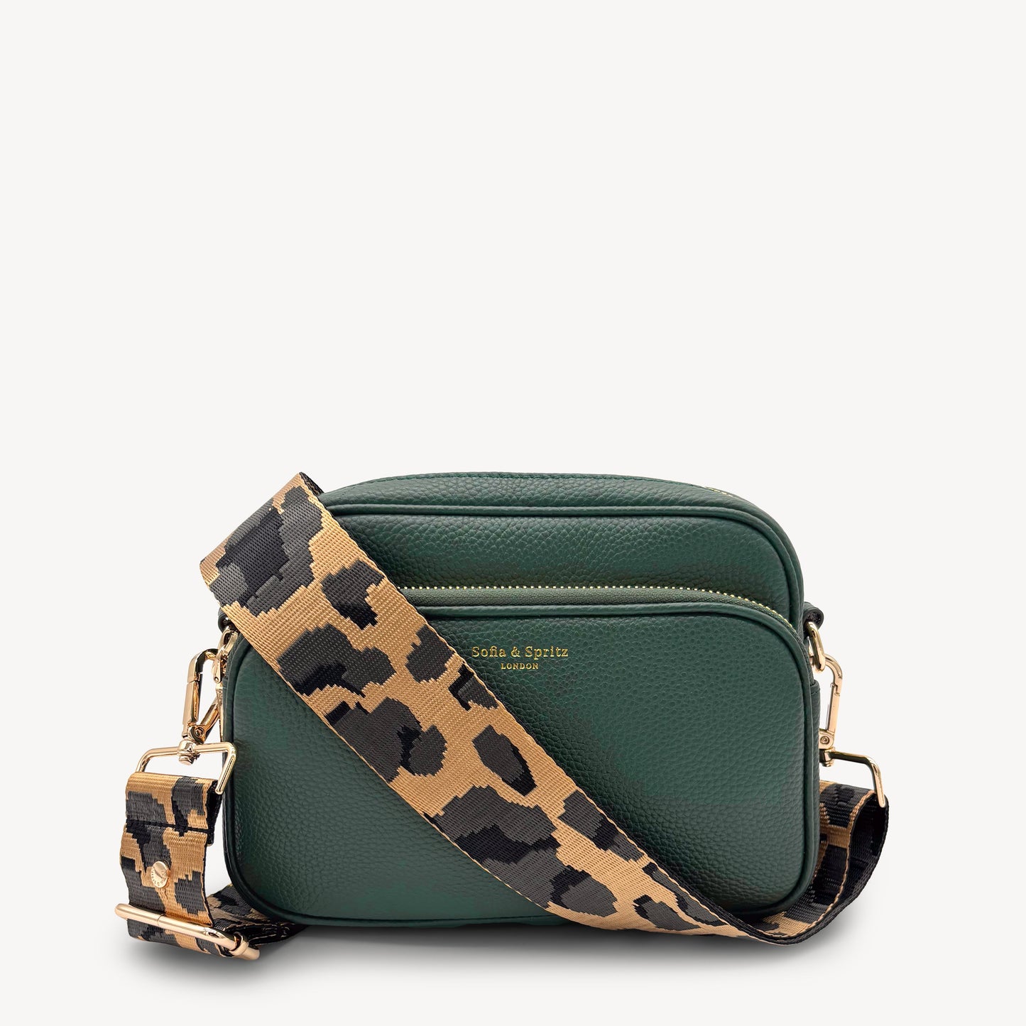 Correa dorada y gris con estampado de leopardo - Accesorio de lujo