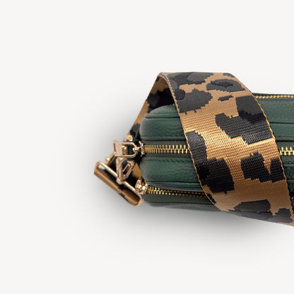 Correa dorada y gris con estampado de leopardo - Accesorio de lujo